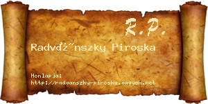 Radvánszky Piroska névjegykártya